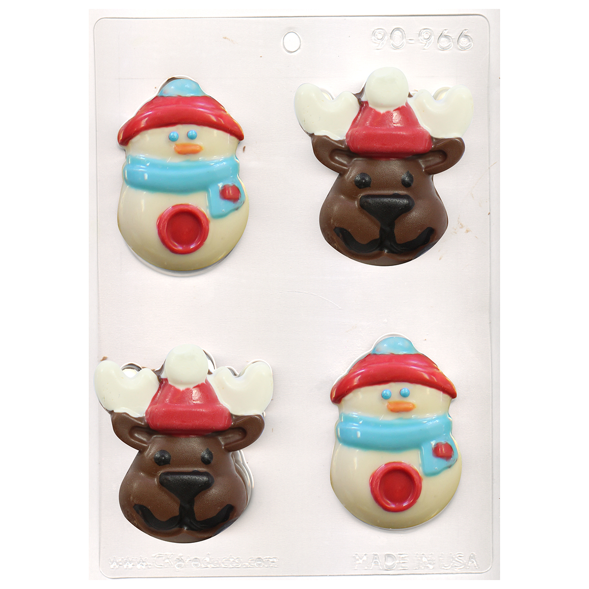 Snowman and Reindeer Chocolate Mold - 3 3/8&quot;