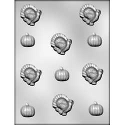 Turkey and Pumpkin Chocolate Mold - 1 1/8&quot; to 1 5/8&quot;