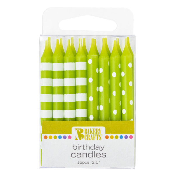Lime Green Stripes and Dots Candles