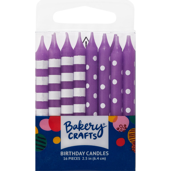 Purple Stripes and Dots Candles