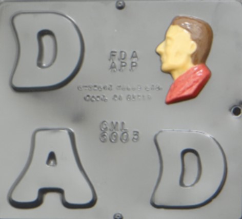 Dad Letters and Bust Chocolate Mold - 2 1/2&quot; - Limited Supply