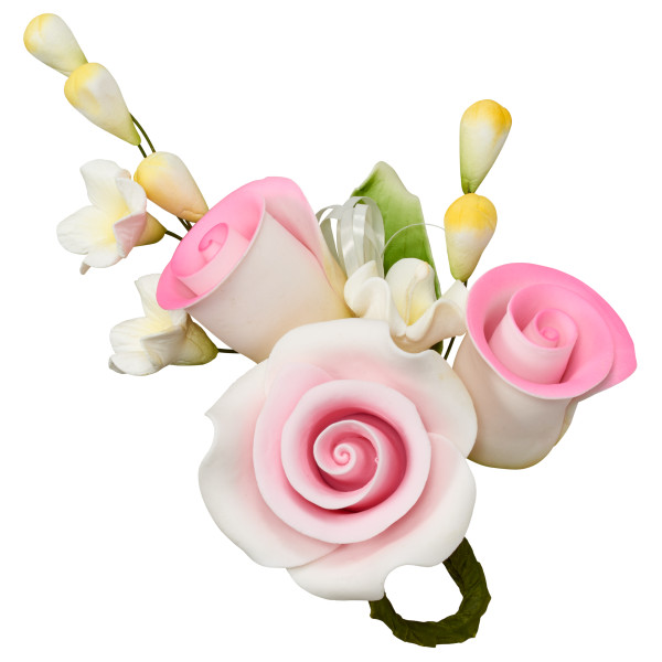 Small Spray - White Roses with Pink Centers