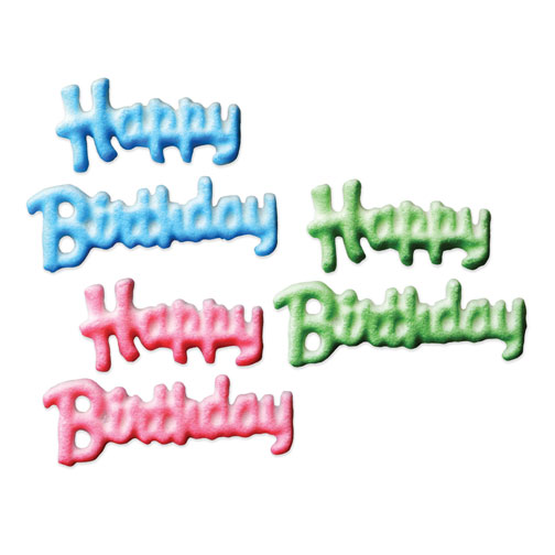 Happy Birthday Script Sugar Decorations (Green Only) - Limited Supply