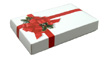1 lb. 2 Piece Candy Box: 9 5/8 x 6 1/8 x 1 1/8  in. - Ribbon and Holly