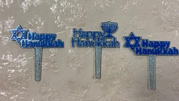 Happy Hanukkah Blue / Silver Glitter Cupcake Pics