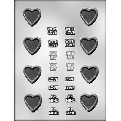 Heart &amp; Messages Chocolate Mold - 3/4&quot; to 1 5/8&quot;