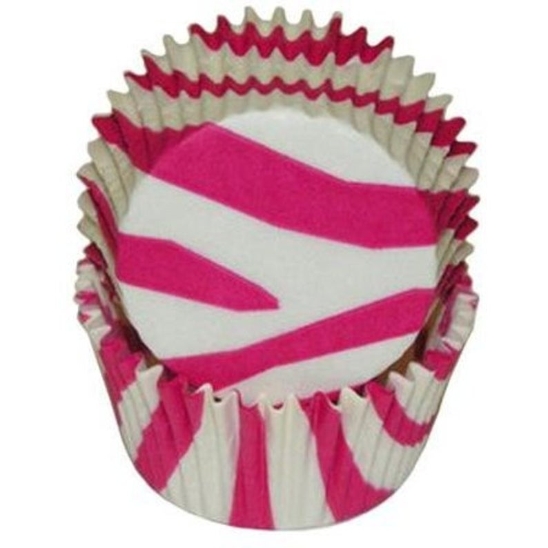 Animal Print - Hot Pink Zebra Stripe Baking cups