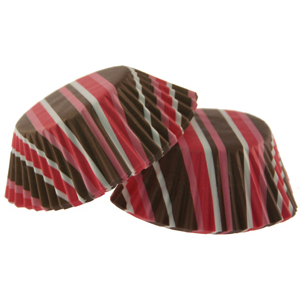 Stripes - Pink and Brown Stripe baking cups