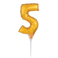#5 Gold Decorative Balloon Cake Topper