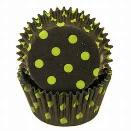 Black with Yellow Polka Dot Standard Baking Cup