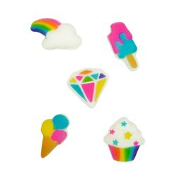 Rainbow Party Charms Assortment Sugar Decorations