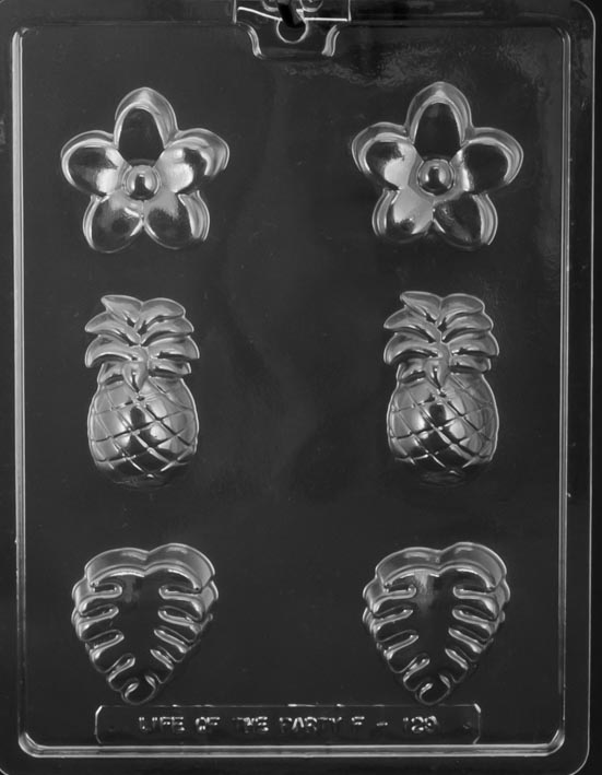 Tropical Assortment (Pineapple, Flower, Leaf)  Chocolate Mold - 2 1/8&quot; to 2 1/2&quot;