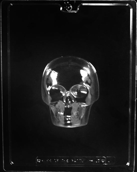 3D Medium Skull (2 pc) Chocolate Mold - 3 3/8&quot;
