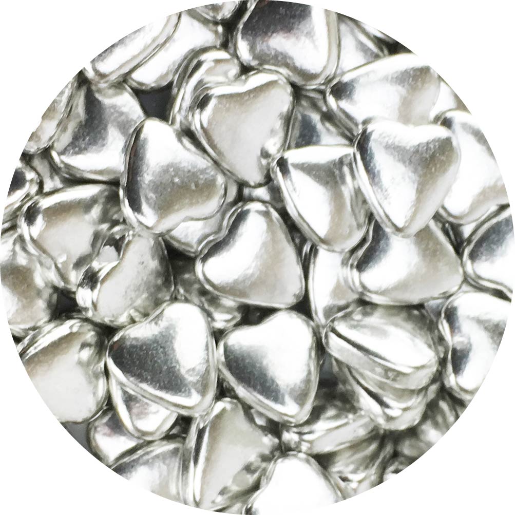 Silver Heart Dragees - 3.7 oz.