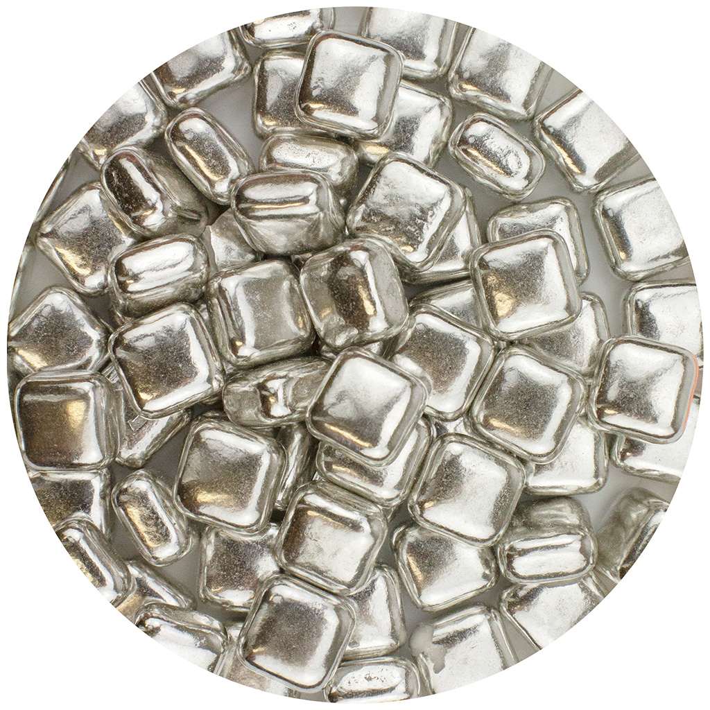 Silver Square Dragees - 3.7 oz.