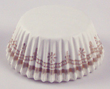 Glassine - White w/Gold Danish - Medium Round Baking/Candy Cups