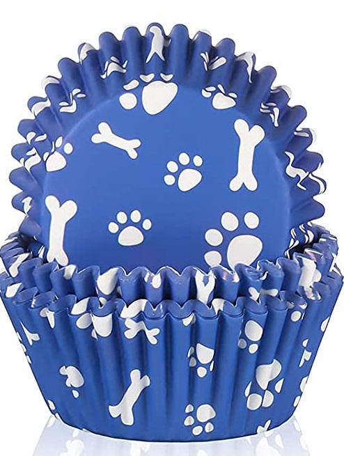 Dog Paws and Bones Baking Cups -Blue/White