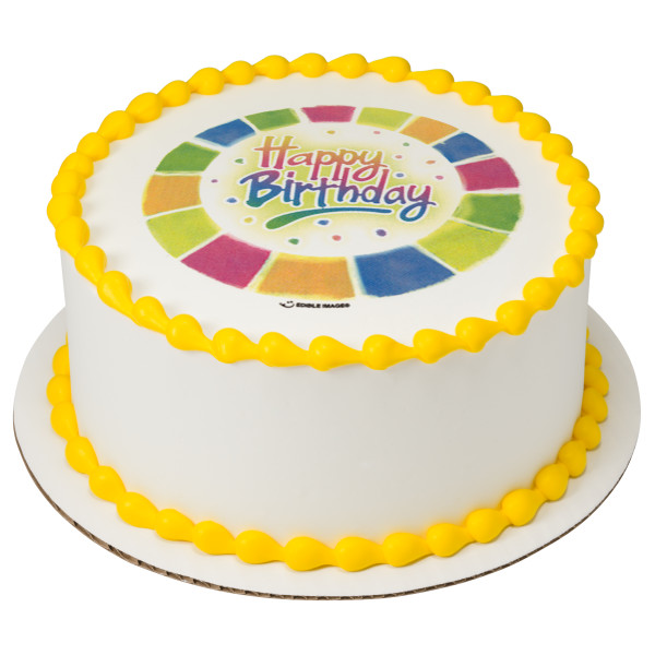 Happy Birthday ColorWheel  Edible Image 