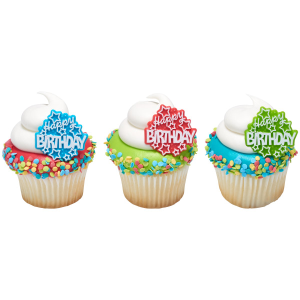 Happy Birthday Star Cupcake Rings