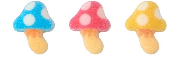 Colorful Toadstools Sugar Decorations (Mushrooms)