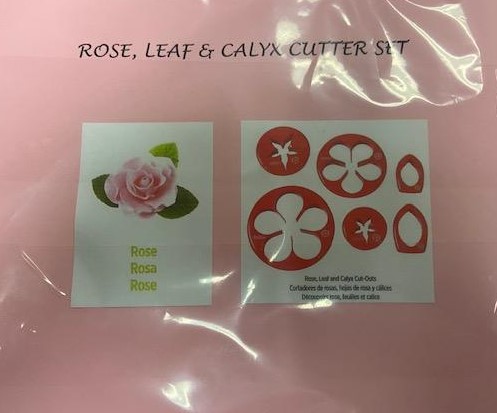 Gum Paste Flower Cutter Set - Rose, Leaf &amp; Calyx - 6 Piece
