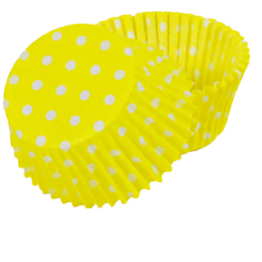 Yellow Polka Dot Mini Baking Cups