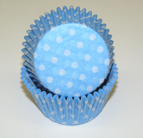 Light Blue Polka Dot Mini Baking Cup