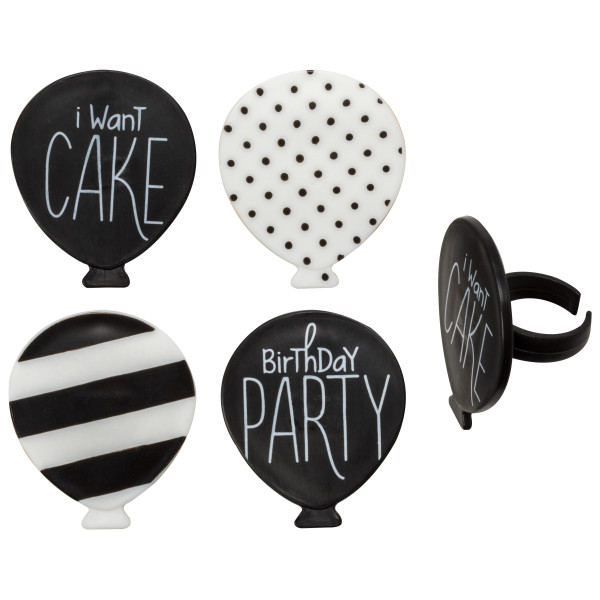 Black & White Birthday Cupcake Rings