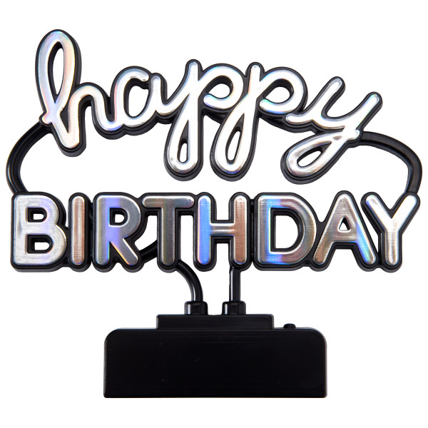 Happy Birthday Neon Sign Cake Topper