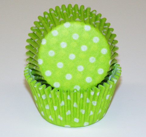 Lime Green Polka Dot Mini Baking Cup