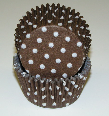Brown Polka Dot Mini Baking Cups