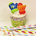 Holiday Mitten Green and Orange Assortment Cupcake Rings