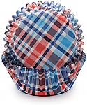 Plaid - Red, White, Blue Madras baking cups