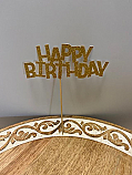 Quirky Happy Birthday Glitter Cake Topper - Gold