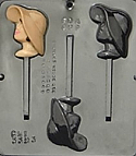 Girl with Hat Sucker Chocolate Mold - 3"