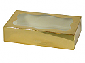 1 lb. Cookie Box: 8-1/2 x 5-3/8 x 2 - Gold Metallic w/Window