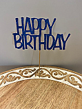 Happy Birthday Glitter Cake Topper - Royal Blue