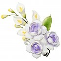 Small Spray - White Spring Flowers with Purple Centers