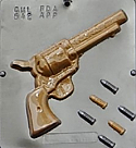 Six Shooter Revolver & Bullets Chocolate Mold - 6 1/2"