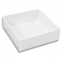3 oz. White Square Base w/Clear Lid Candy Box - 3-1/2 x 3 1/2 x 1 1/8 